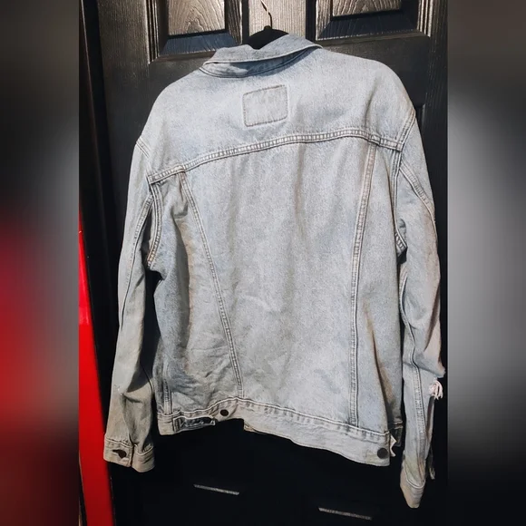 Denim Jacket with Peace Sign Embroidery - Picture 2 of 16